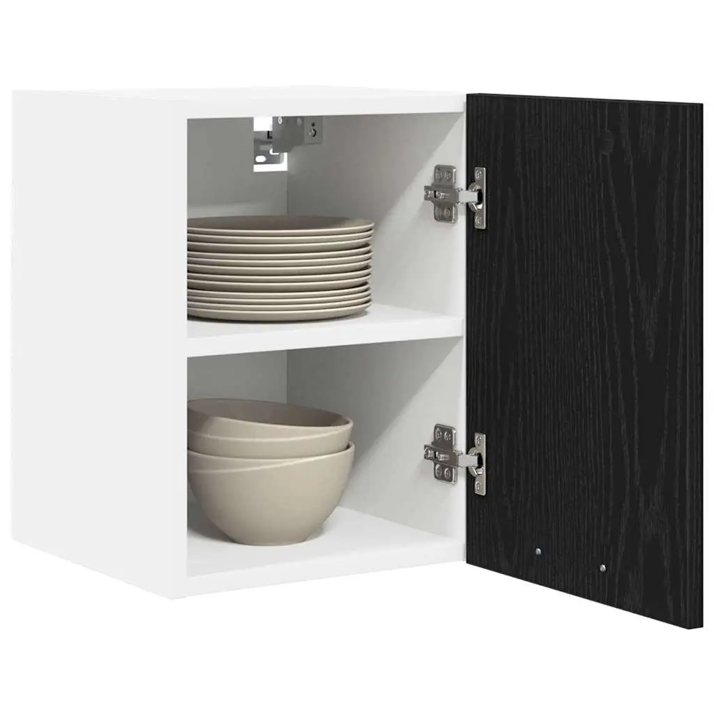 Hanging Kitchen Cabinet 2 pcs Black Oak White Modern Storage 30x31x40cm