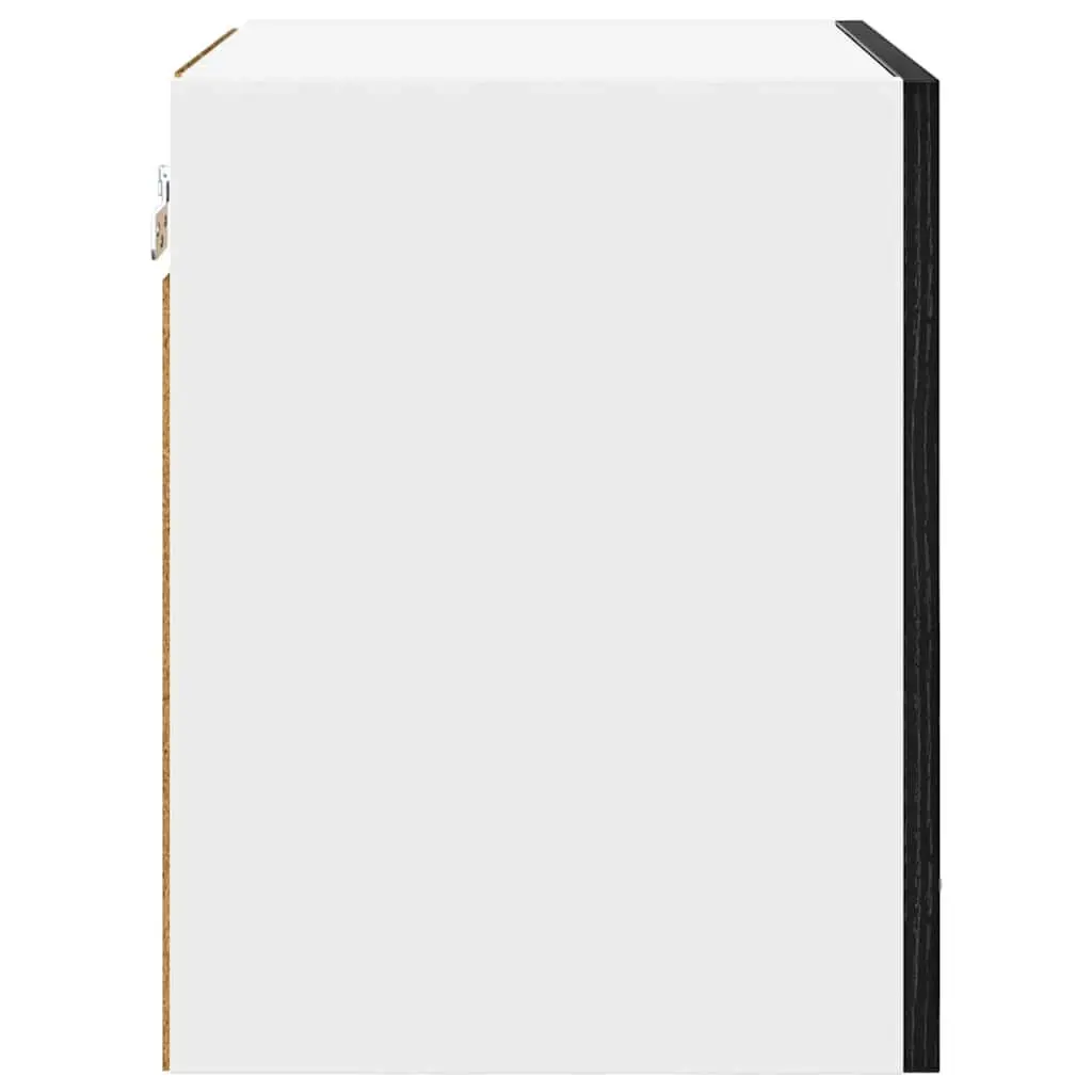 Hanging Kitchen Cabinet with Door Black Oak White 40x31x40cm Modern Storage
