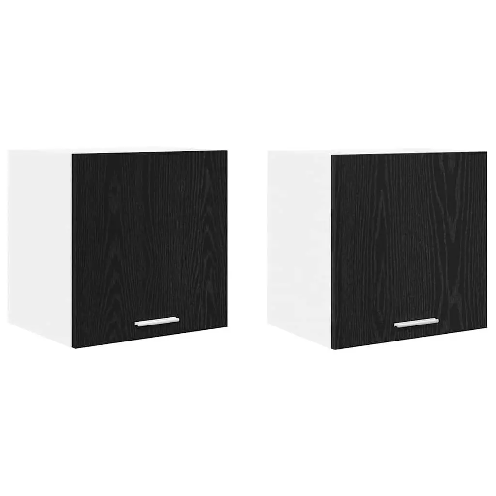 Kitchen Hanging Cabinet Black Oak White Modern 2 Piece Storage Organiser