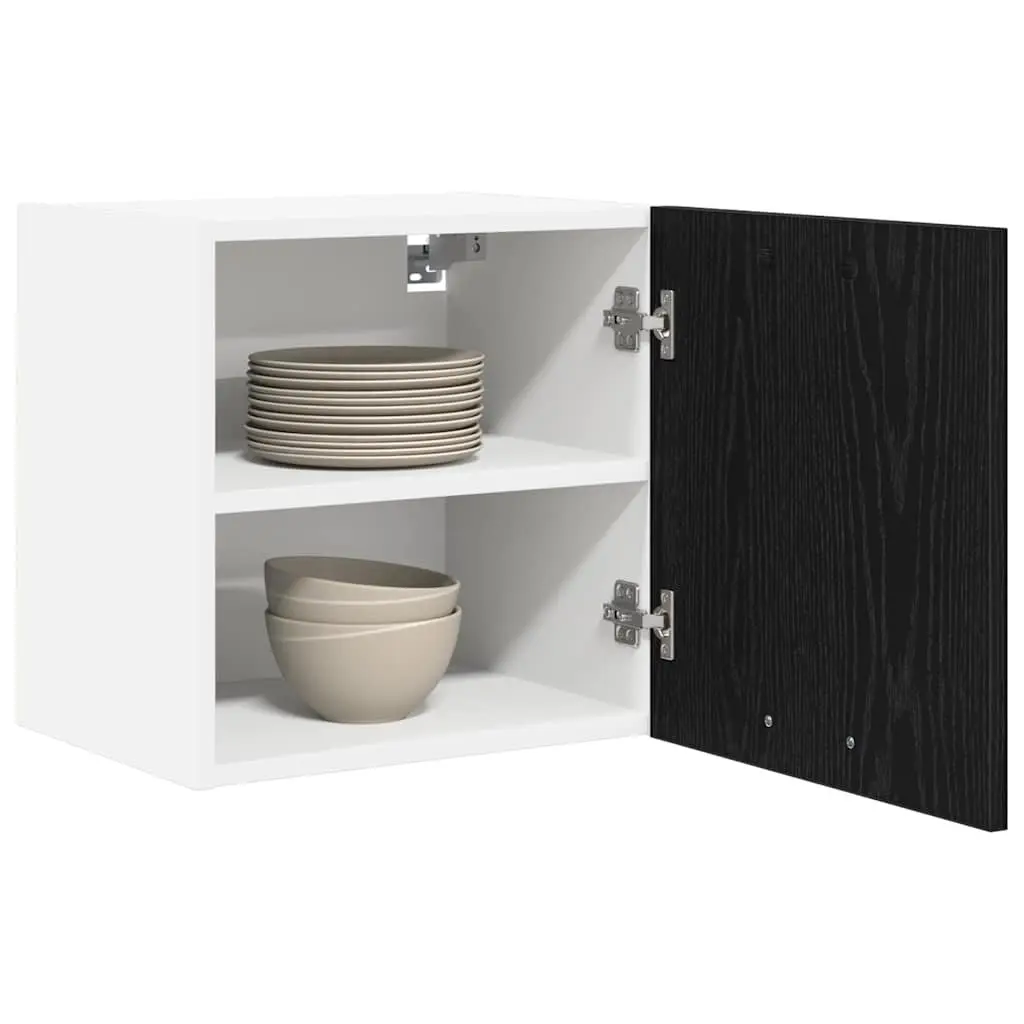 Kitchen Hanging Cabinet Black Oak White Modern 2 Piece Storage Organiser