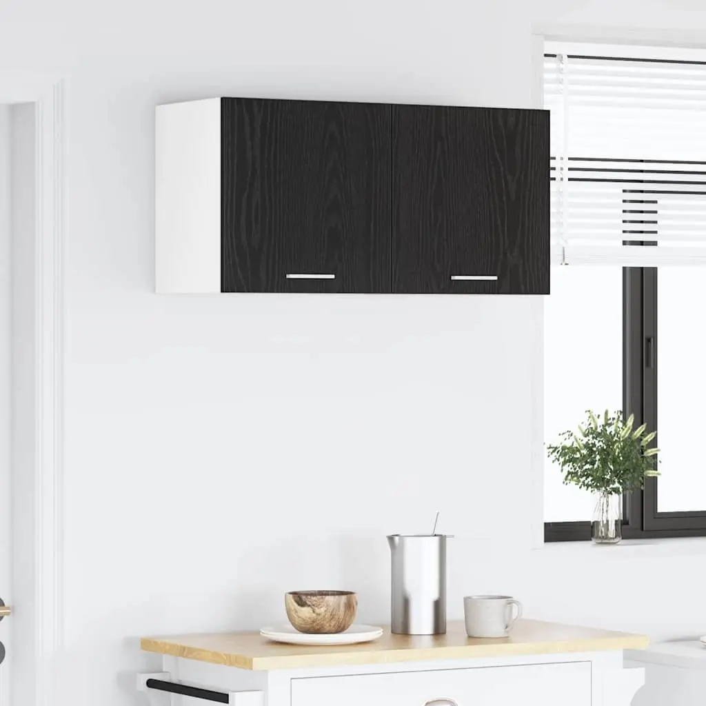 Kitchen Hanging Cabinet Black Oak White Modern 2 Piece Storage Organiser