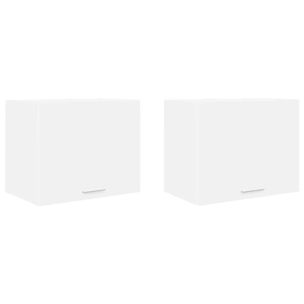 Hanging Kitchen Cabinet 2 Pieces White Modern Storage Engineered Wood Wall Mount