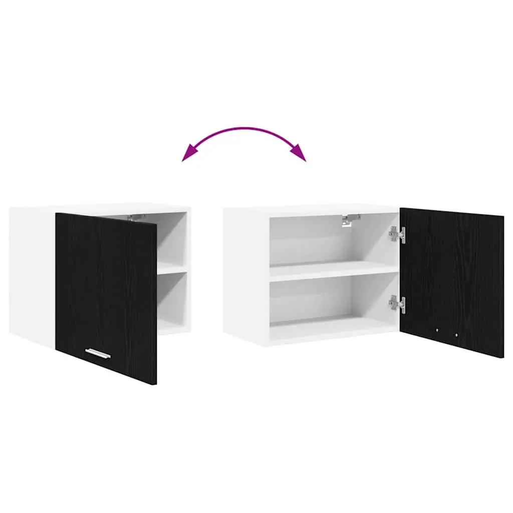 Hanging Kitchen Cabinet Set of 2 Black Oak White Modern Storage 50x31x40cm