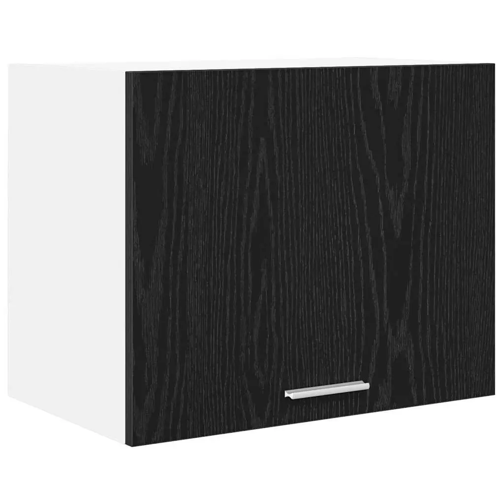 Hanging Kitchen Cabinet Set of 2 Black Oak White Modern Storage 50x31x40cm
