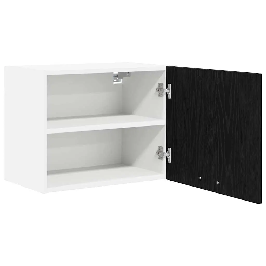 Hanging Kitchen Cabinet Set of 2 Black Oak White Modern Storage 50x31x40cm