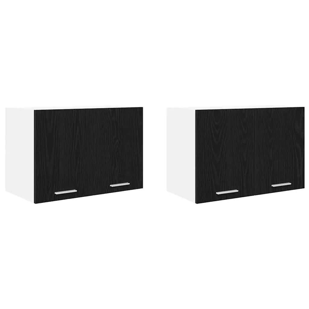 Hanging Kitchen Cabinet Black Oak White 60x31x40 cm Modern Storage Furniture 2 Piece