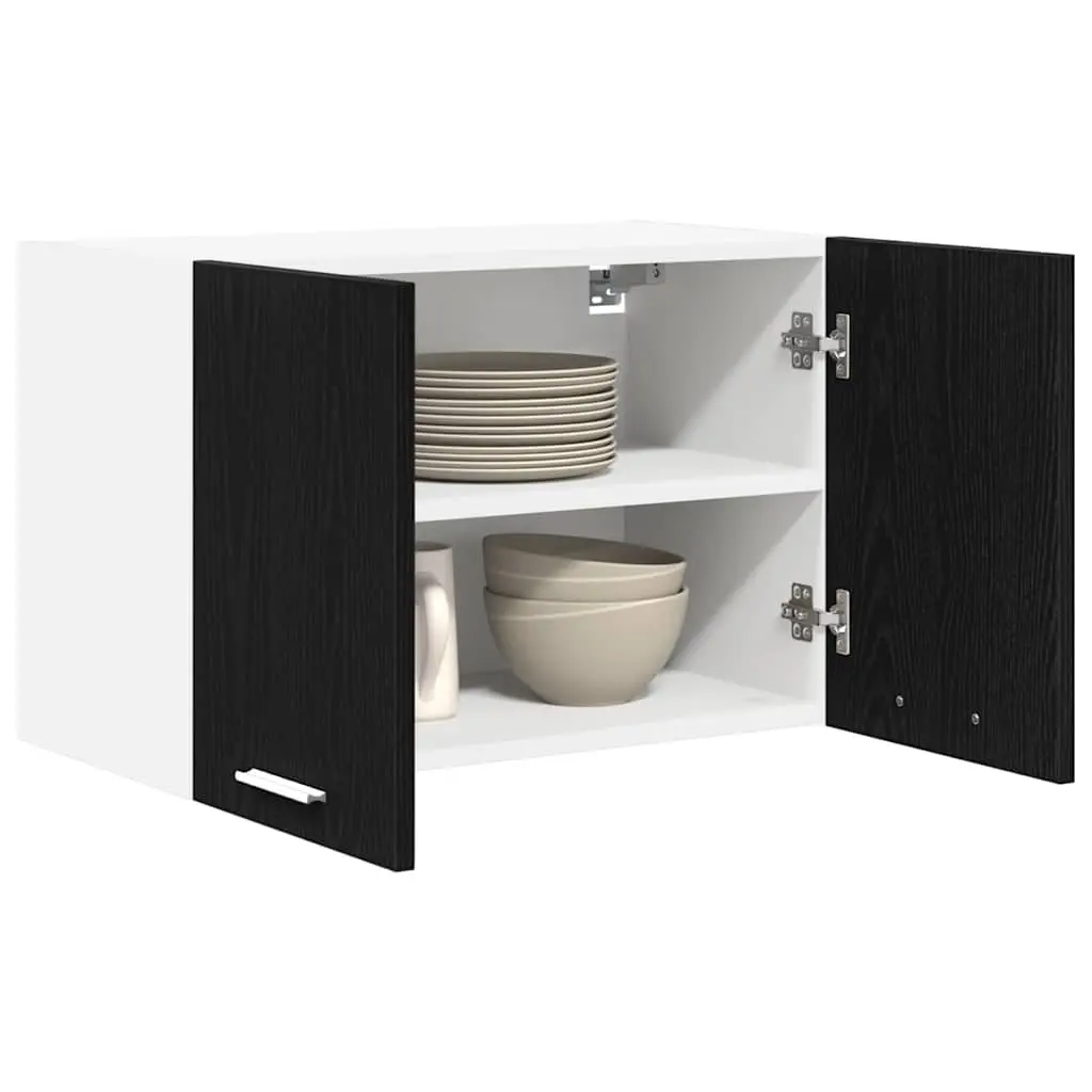Hanging Kitchen Cabinet Black Oak White 60x31x40 cm Modern Storage Furniture 2 Piece