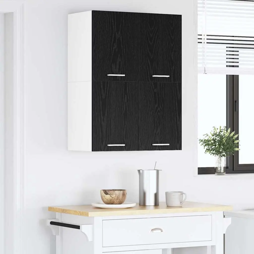 Hanging Kitchen Cabinet Black Oak White 60x31x40 cm Modern Storage Furniture 2 Piece