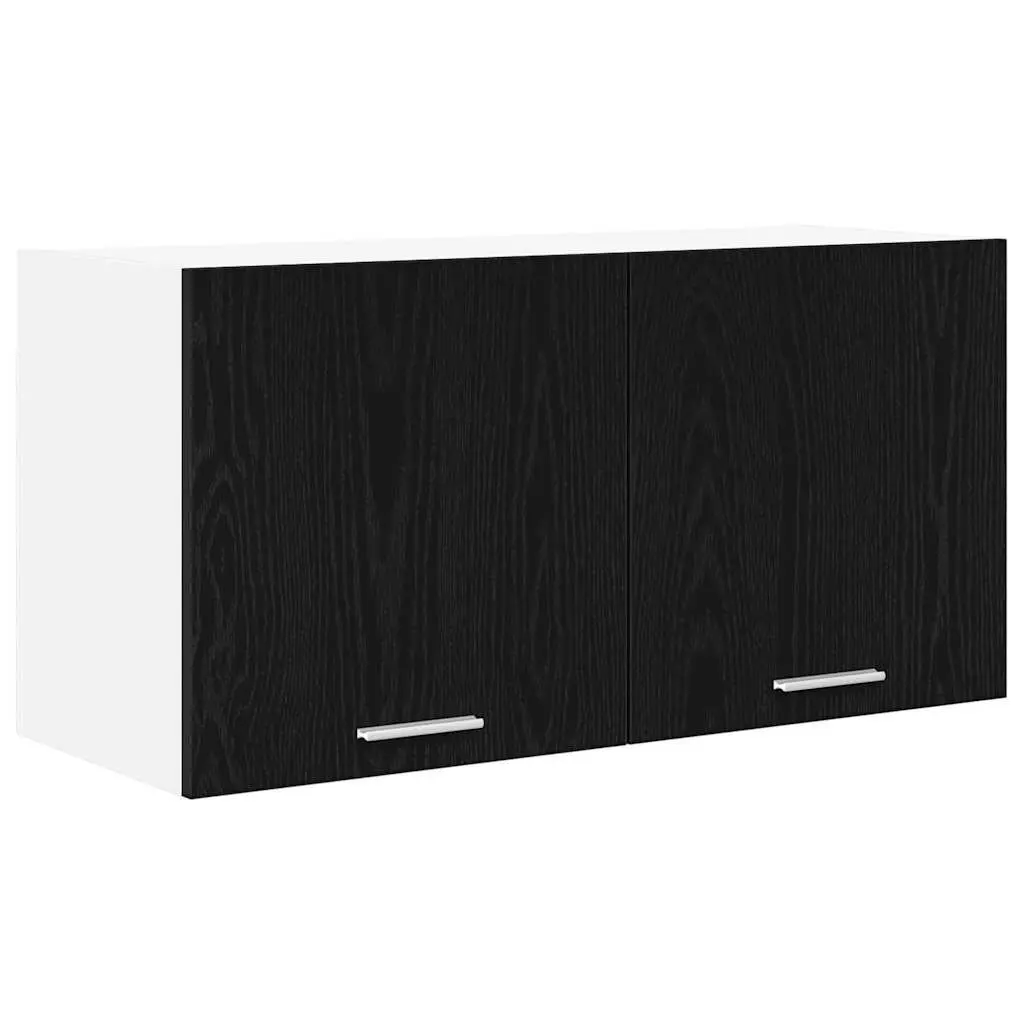 Hanging Kitchen Cabinet Black Oak Modern Storage 80 x 31 x 40 cm