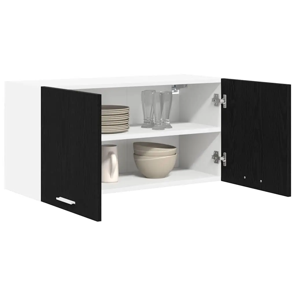 Hanging Kitchen Cabinet Black Oak Modern Storage 80 x 31 x 40 cm