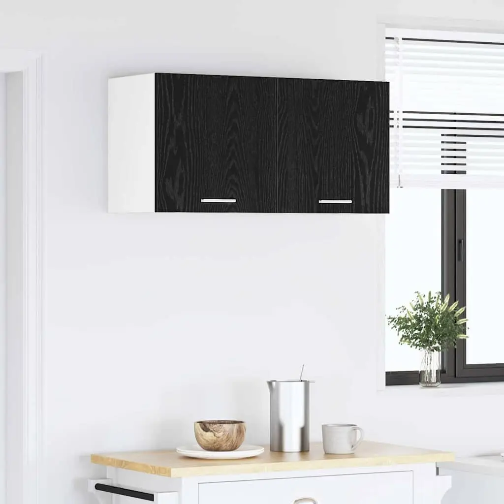 Hanging Kitchen Cabinet Black Oak Modern Storage 80 x 31 x 40 cm