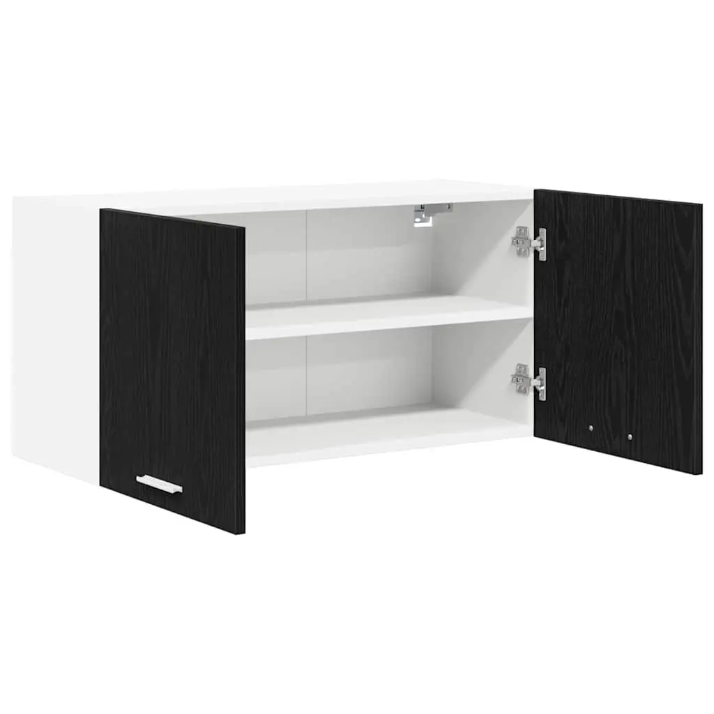 Hanging Kitchen Cabinet Black Oak Modern Storage 80 x 31 x 40 cm