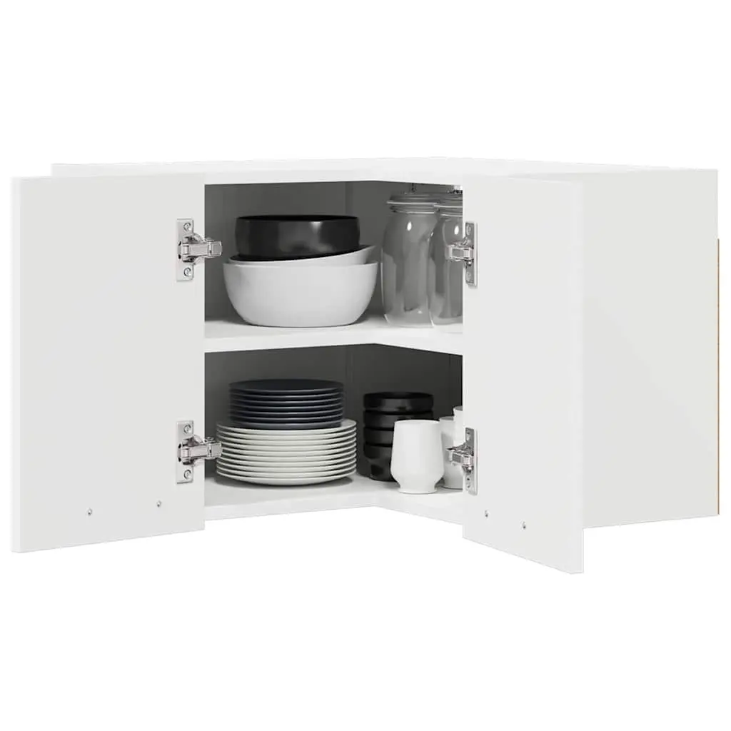 Hanging Kitchen Cabinet White Modern Storage Engineered Wood 57 x 57 x 40 cm