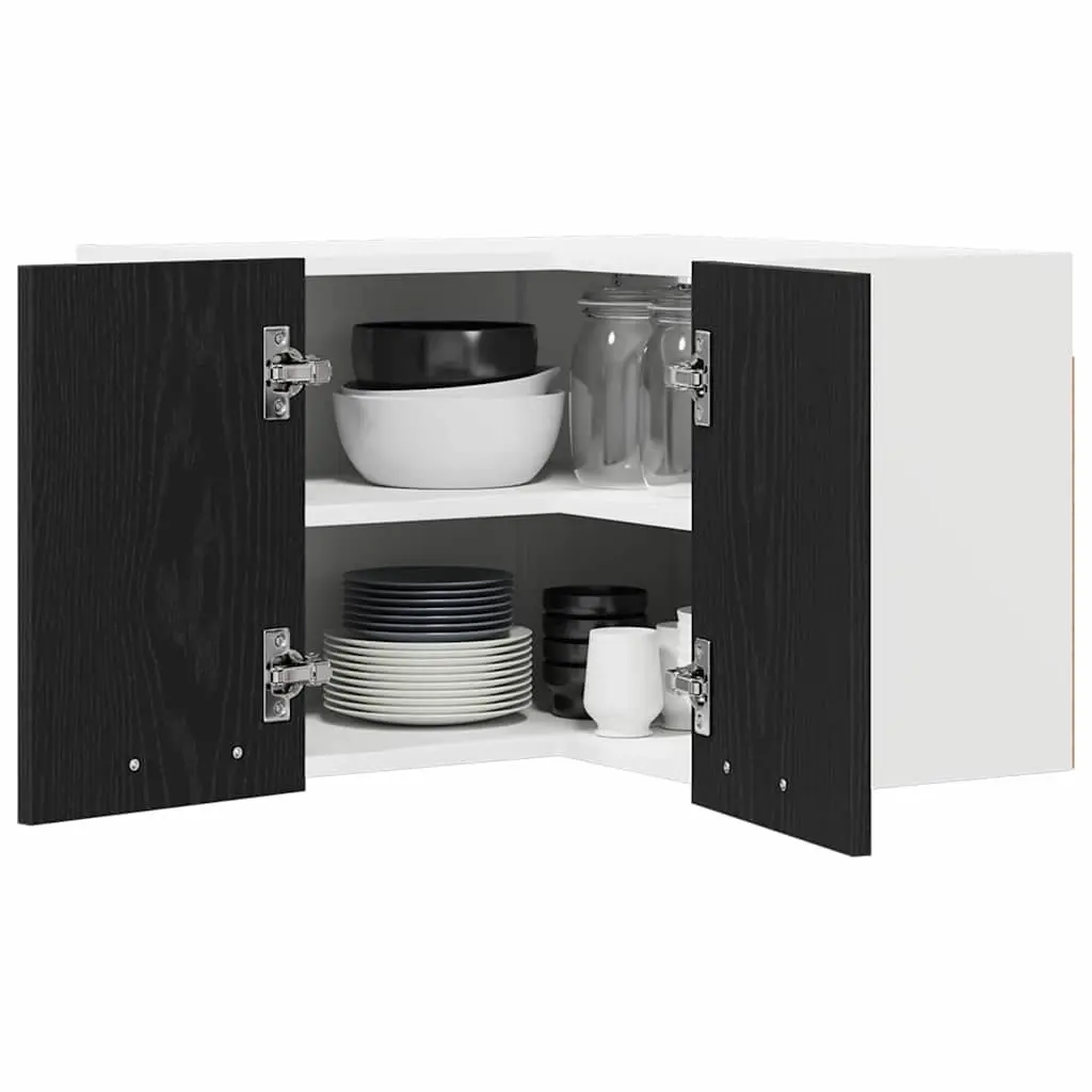 Hanging Kitchen Cabinet Wall Mount Black Oak White 57x57x40cm