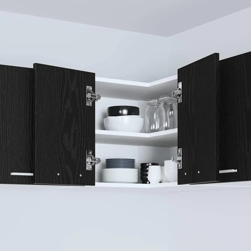 Hanging Kitchen Cabinet Wall Mount Black Oak White 57x57x40cm