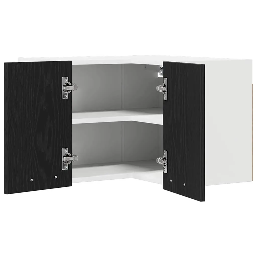 Hanging Kitchen Cabinet Wall Mount Black Oak White 57x57x40cm