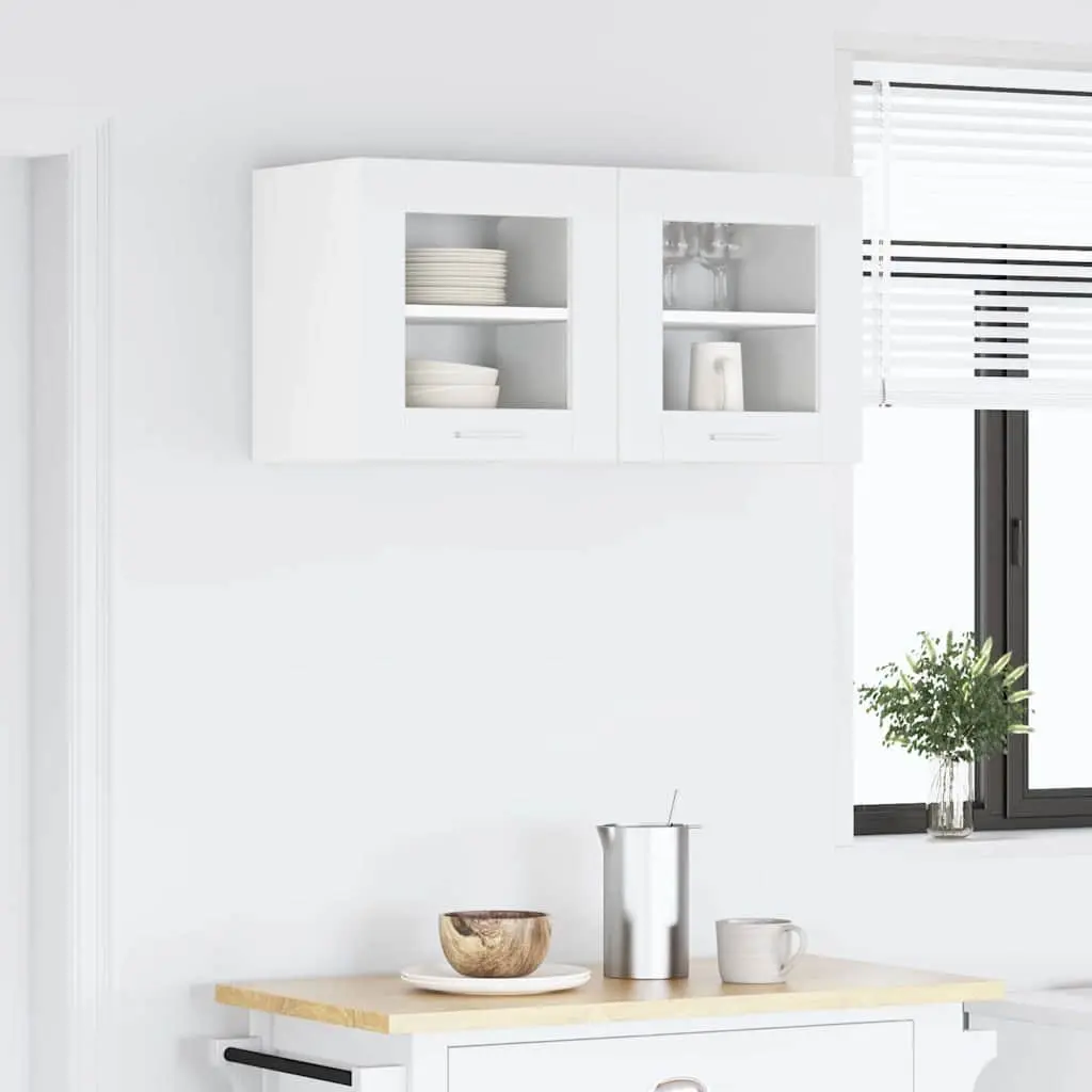 Hanging Kitchen Cabinet with Door White Storage Engineered Wood 40 x 31 x 40 cm