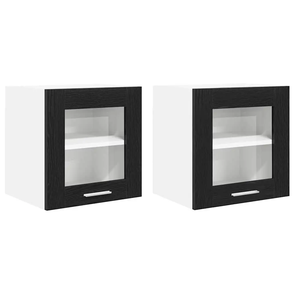 Storage Kitchen Cabinet 2 Piece Black Oak Engineered Wood 40x31x40cm