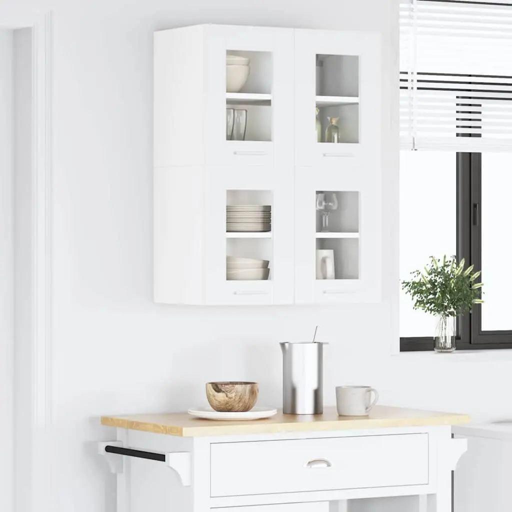 Hanging Kitchen Cabinet 2 pcs White Engineered Wood Modern Storage 60x31x40cm