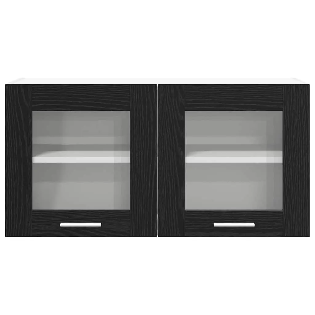 Hanging Kitchen Cabinet Modern Storage Black Oak White 80x31x40cm Wall Mount