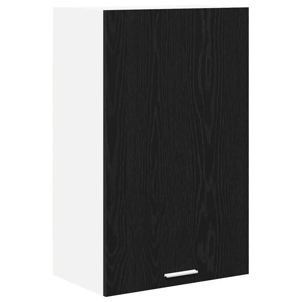Hanging Cabinet for Kitchen Storage Black Oak White Modern 50x31x80cm