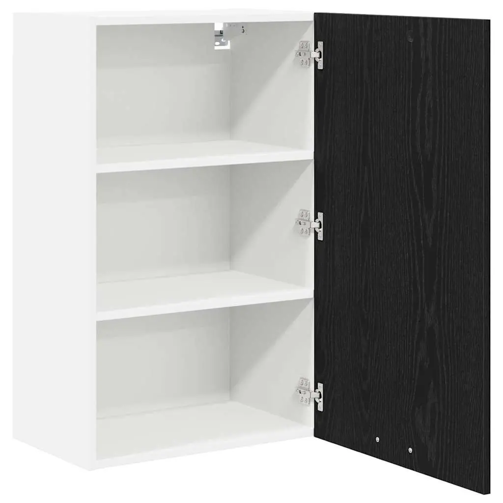 Hanging Cabinet for Kitchen Storage Black Oak White Modern 50x31x80cm