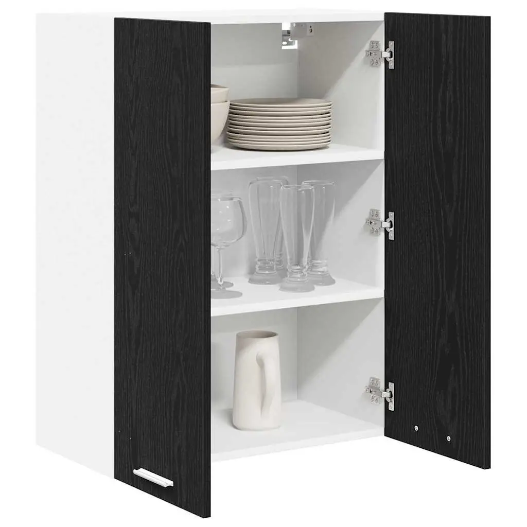 Hanging Kitchen Cabinet Black Oak Modern Storage Cupboard 60 x 31 x 80 cm