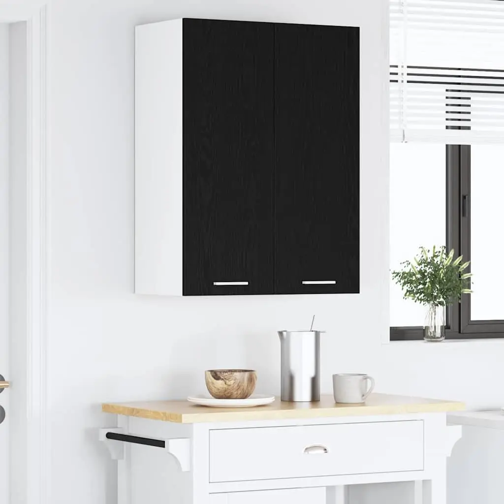 Hanging Kitchen Cabinet Black Oak Modern Storage Cupboard 60 x 31 x 80 cm