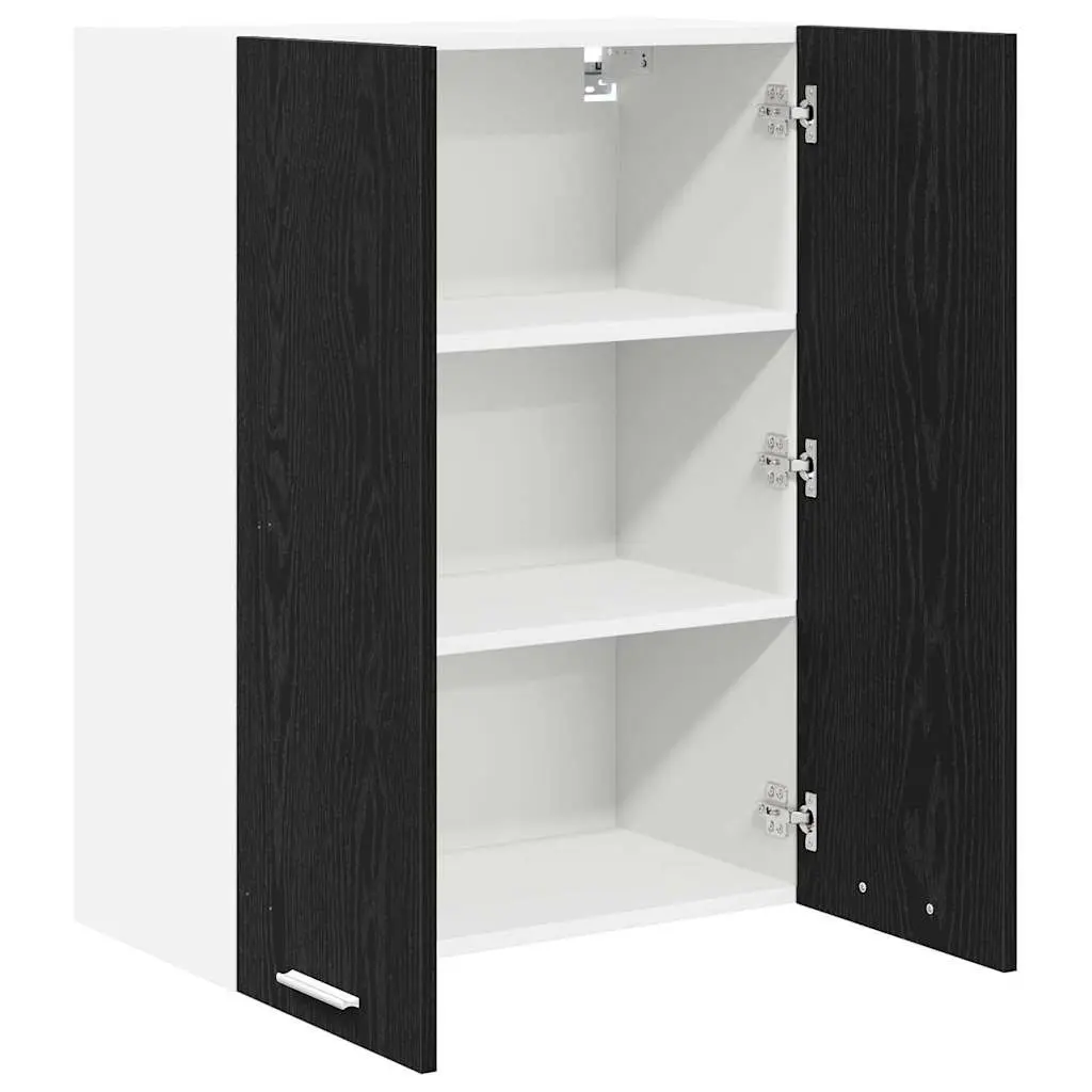 Hanging Kitchen Cabinet Black Oak Modern Storage Cupboard 60 x 31 x 80 cm
