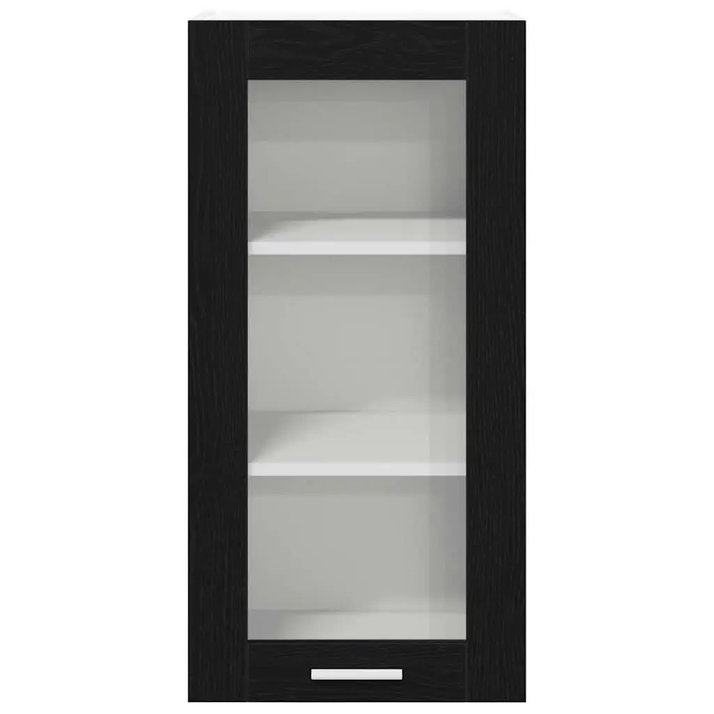 Hanging Kitchen Cabinet 2 pcs Black Oak Modern Storage Organiser 40 x 31 x 80 cm