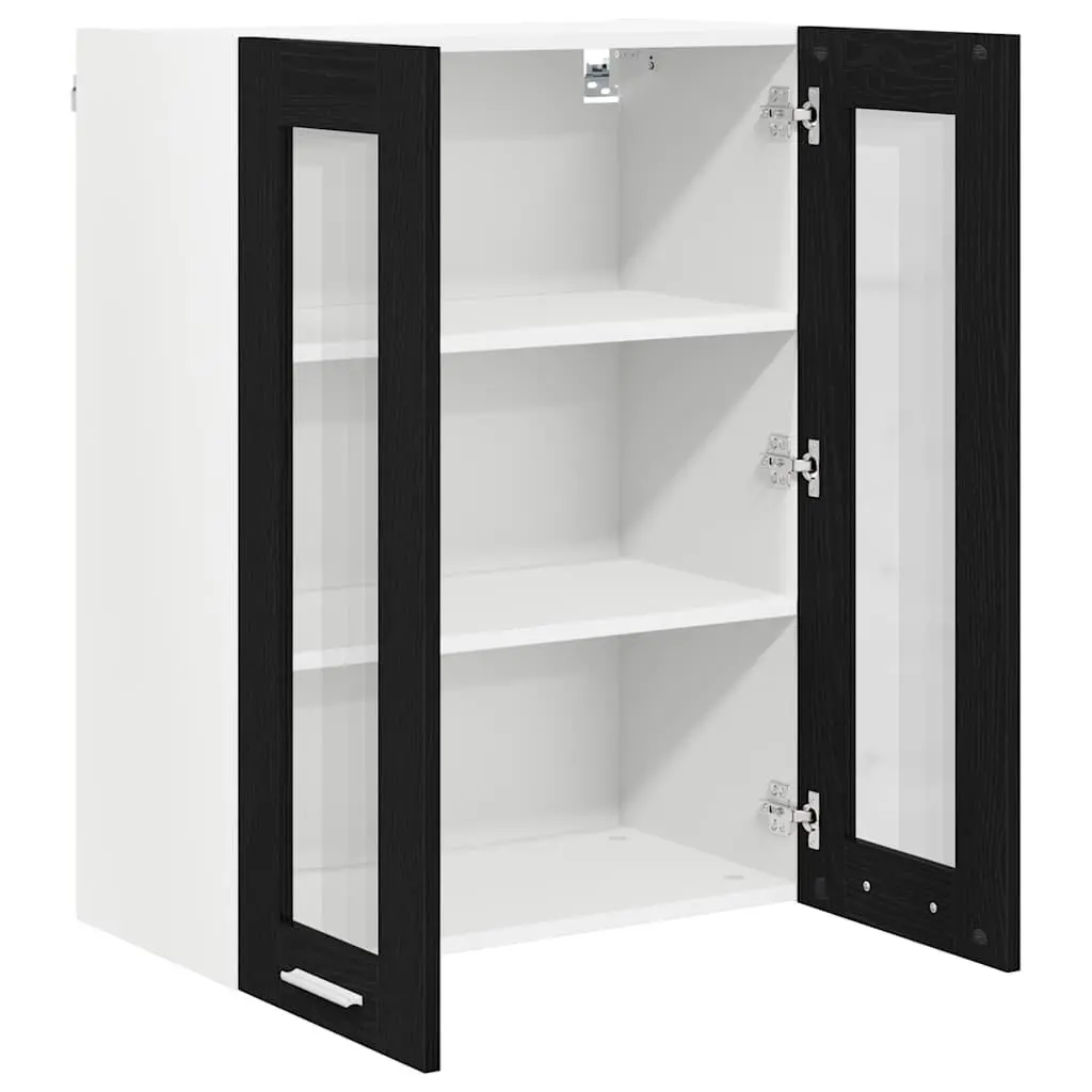 Hanging Kitchen Cabinet Black Oak Modern Storage Engineered Wood 60x31x80cm