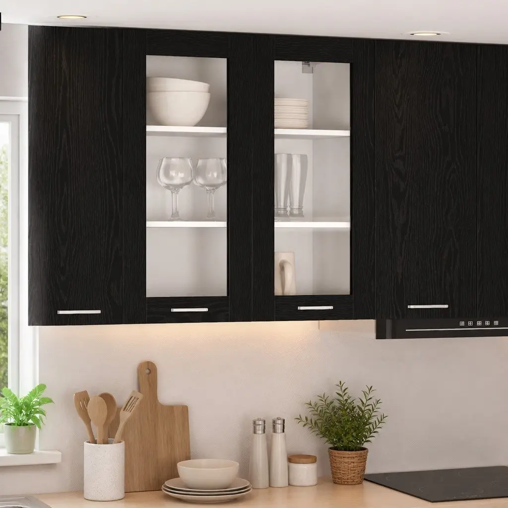 Hanging Kitchen Cabinet Wall Mounted Black Oak 80 x 31 x 80 cm Engineered Wood Storage