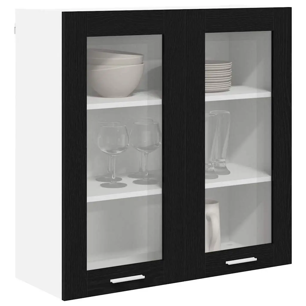 Hanging Kitchen Cabinet Wall Mounted Black Oak 80 x 31 x 80 cm Engineered Wood Storage