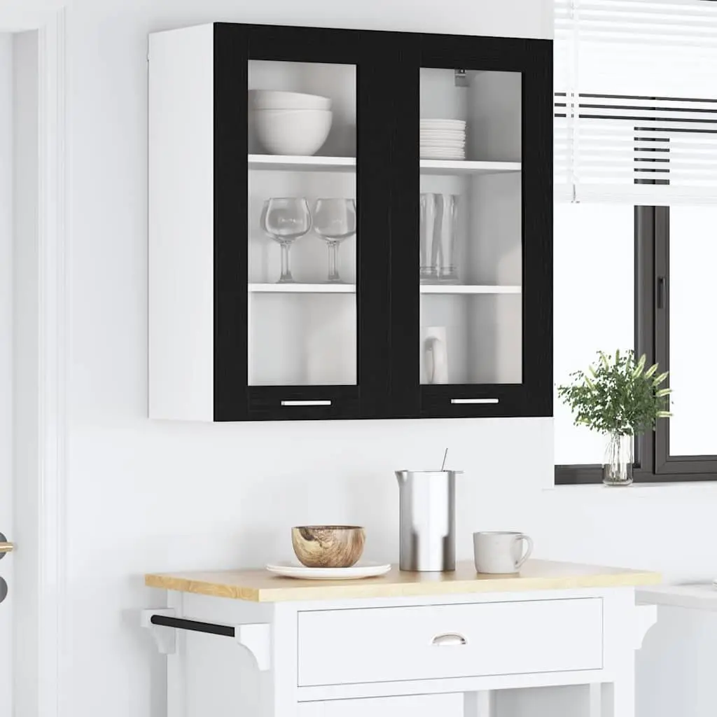 Hanging Kitchen Cabinet Wall Mounted Black Oak 80 x 31 x 80 cm Engineered Wood Storage