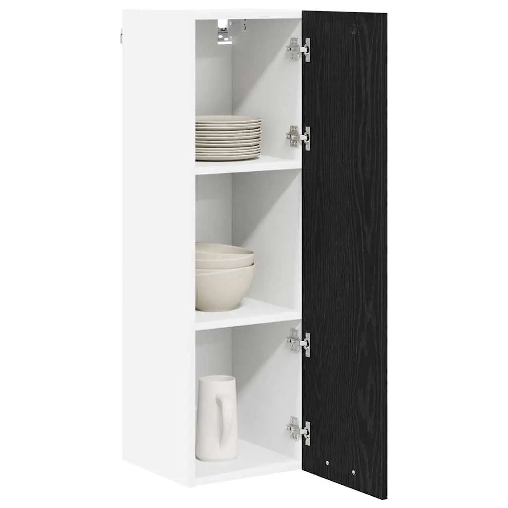 Hanging Kitchen Cabinet Black Oak Modern Storage Unit 30 x 31 x 100 cm