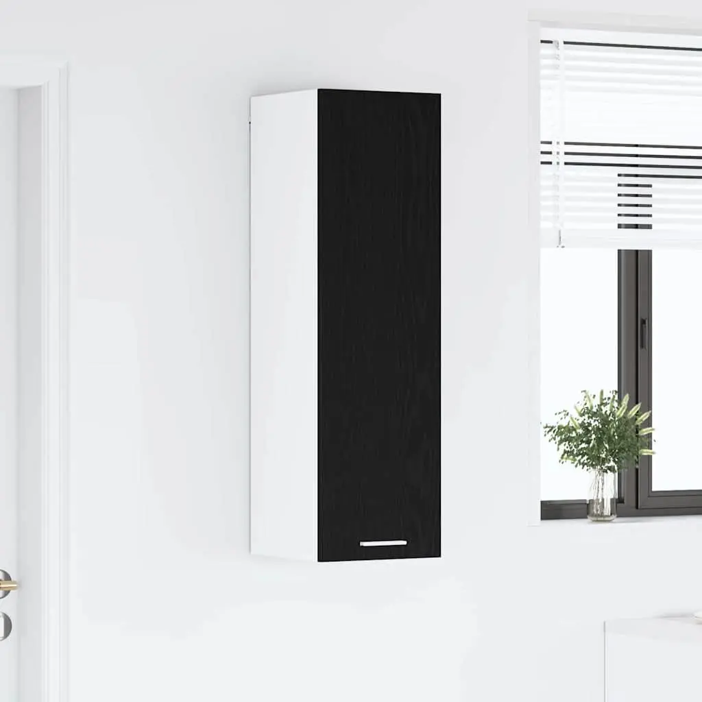 Hanging Kitchen Cabinet Black Oak Modern Storage Unit 30 x 31 x 100 cm