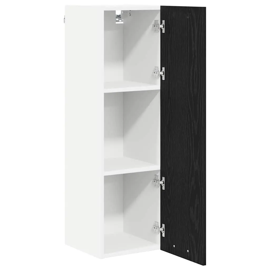 Hanging Kitchen Cabinet Black Oak Modern Storage Unit 30 x 31 x 100 cm