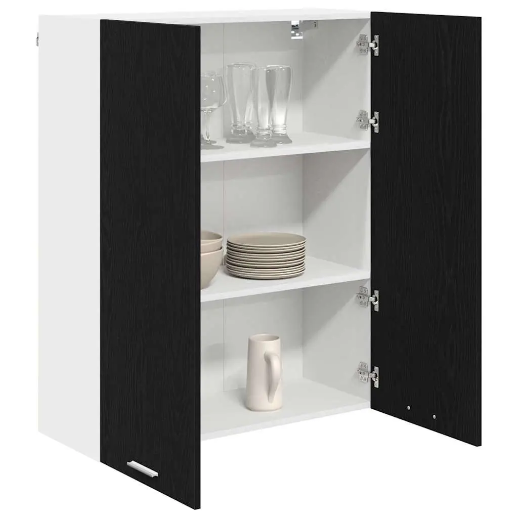 Hanging Cabinet Modern Storage Engineered Wood Black Oak 100cm Height 80cm Width 31cm Depth