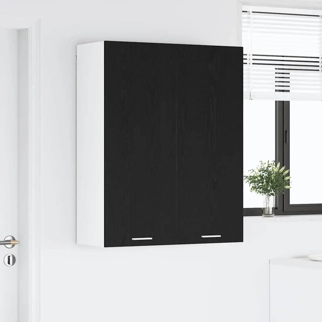 Hanging Cabinet Modern Storage Engineered Wood Black Oak 100cm Height 80cm Width 31cm Depth
