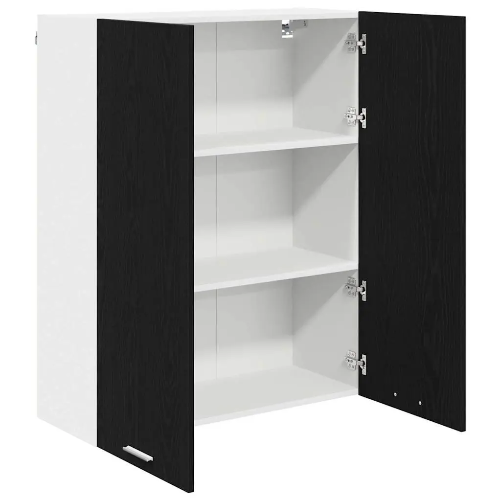 Hanging Cabinet Modern Storage Engineered Wood Black Oak 100cm Height 80cm Width 31cm Depth