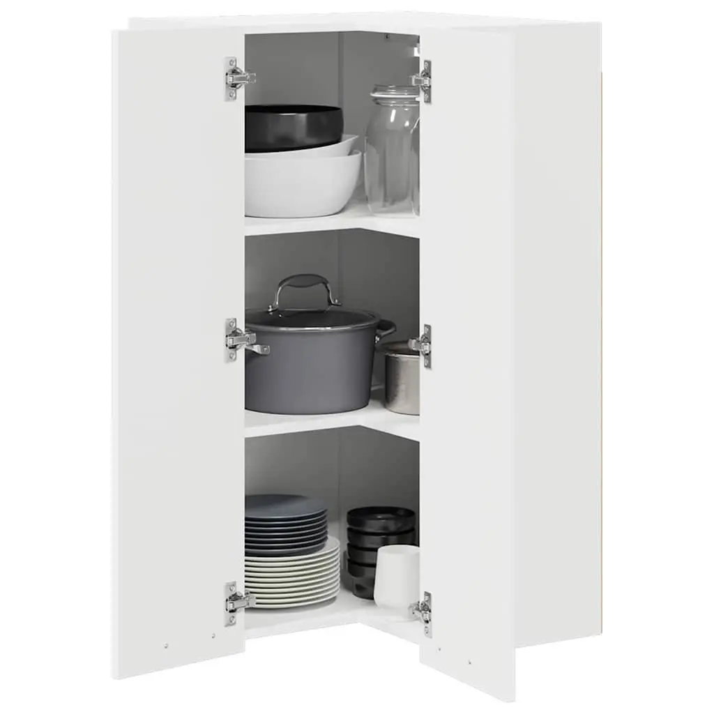 Hanging Cabinet Kitchen Storage White Engineered Wood 57x57x100cm