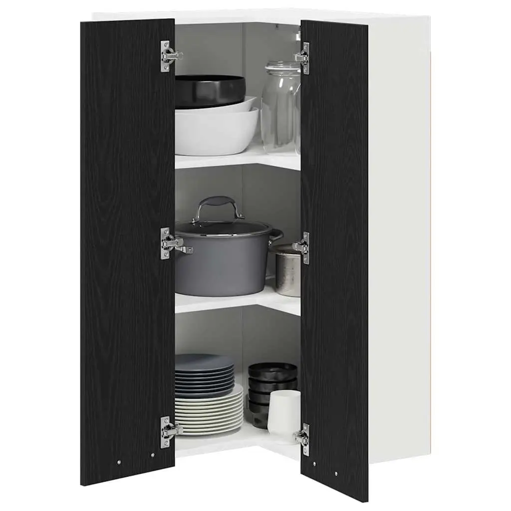 Hanging Kitchen Cabinet with Door Black Oak White 57x57x100cm Modern Storage