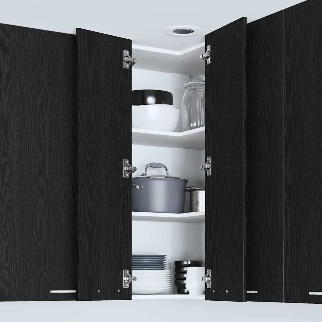 Hanging Kitchen Cabinet with Door Black Oak White 57x57x100cm Modern Storage