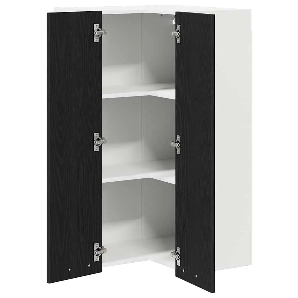 Hanging Kitchen Cabinet with Door Black Oak White 57x57x100cm Modern Storage