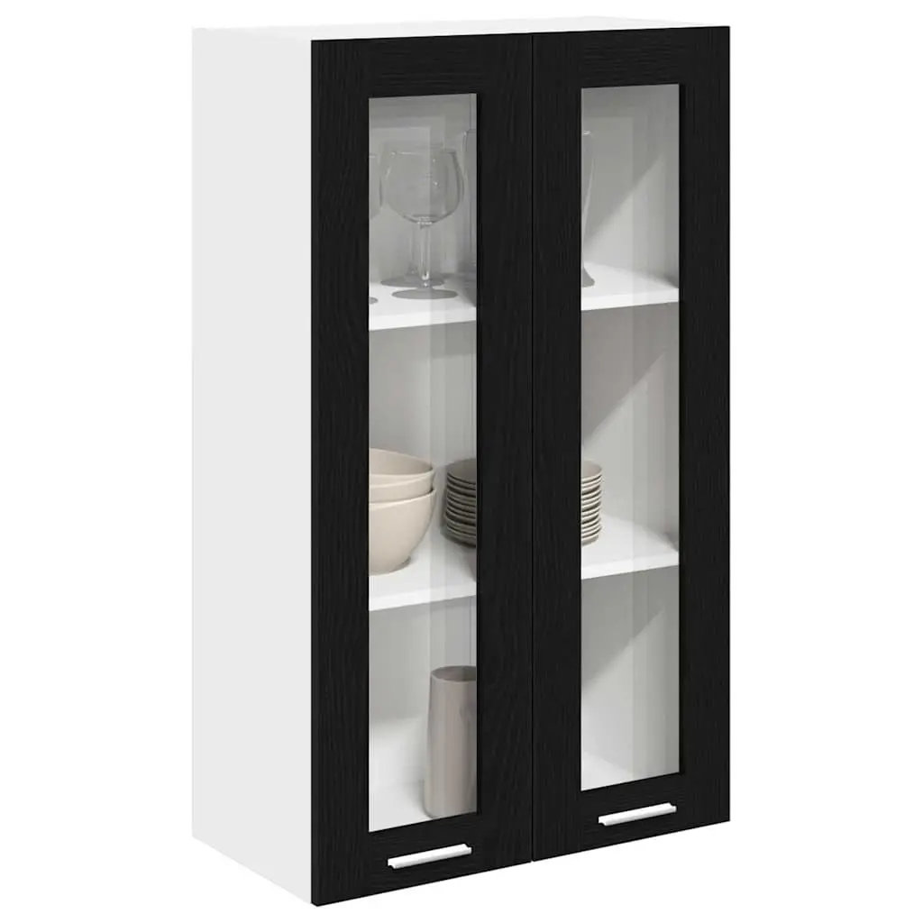 Hanging Kitchen Cabinet Black Oak 60x31x100cm Modern Storage Cupboard
