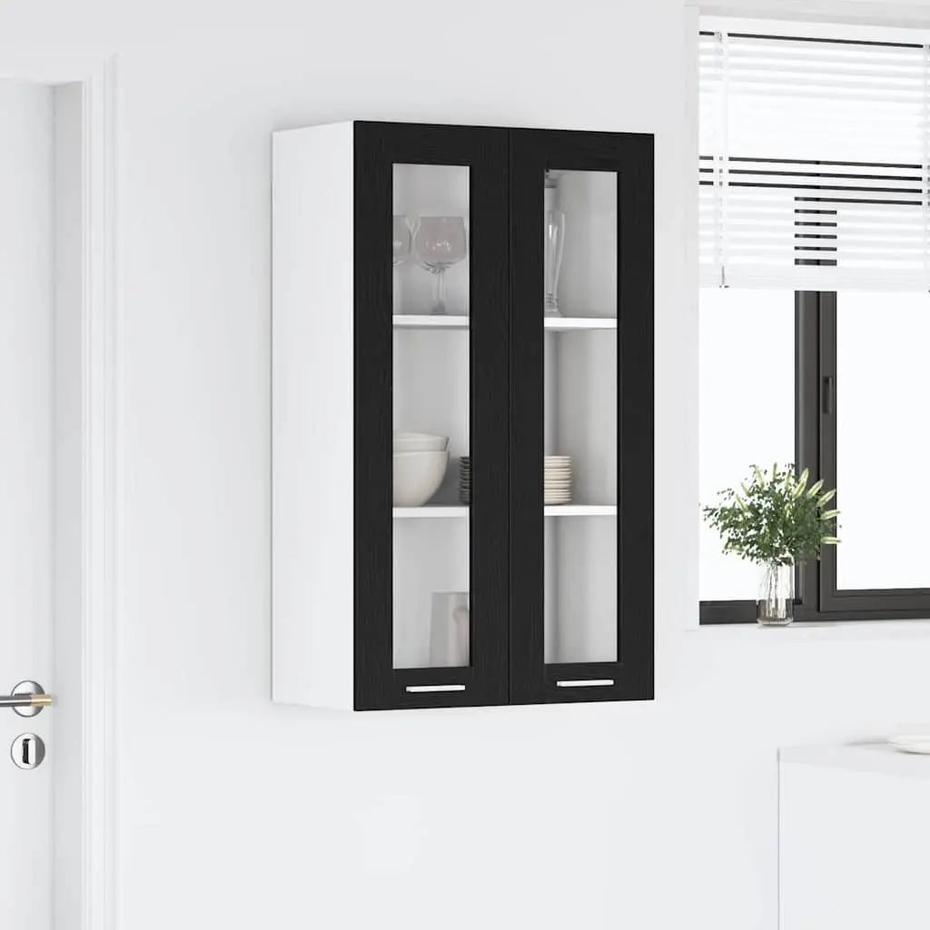 Hanging Kitchen Cabinet Black Oak 60x31x100cm Modern Storage Cupboard