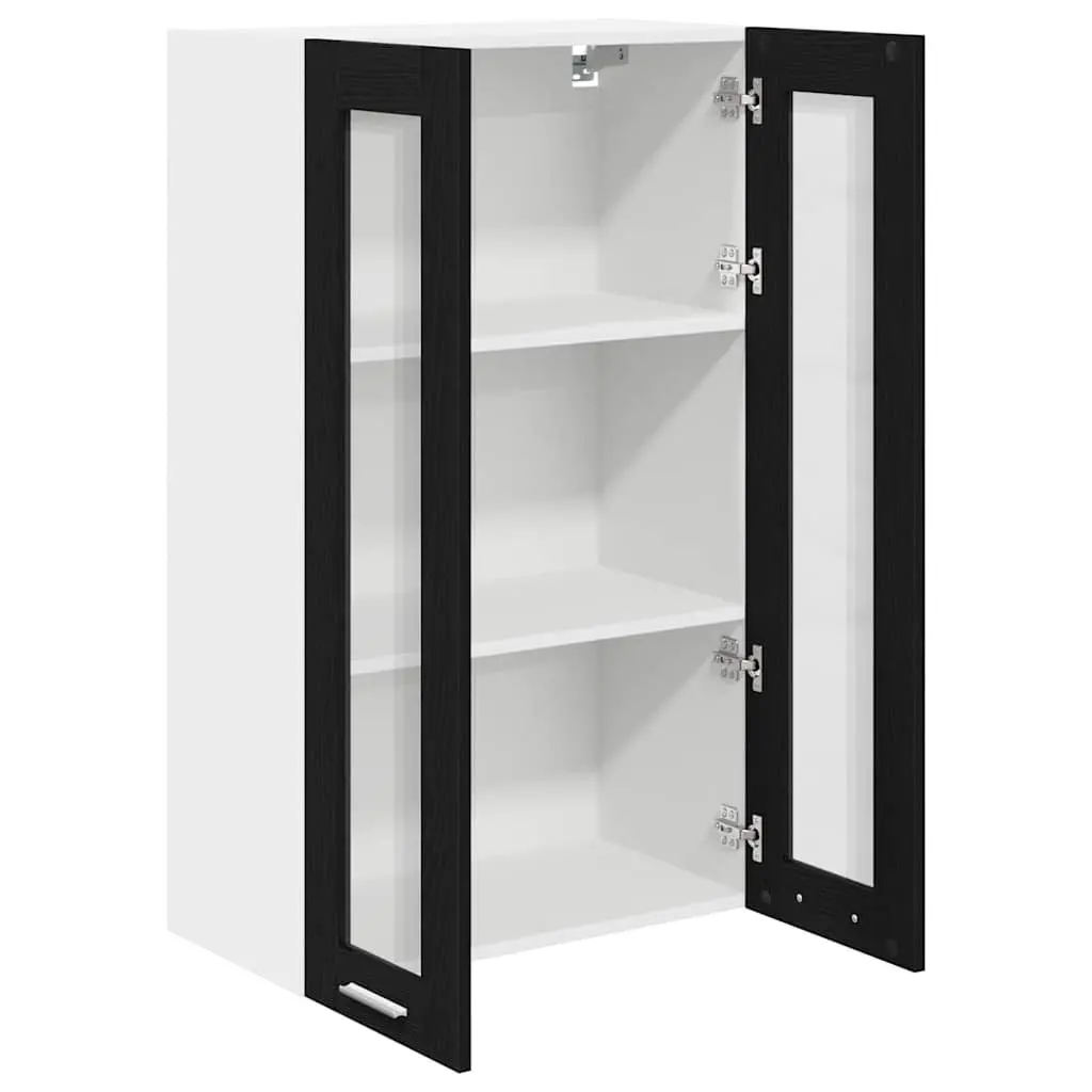 Hanging Kitchen Cabinet Black Oak 60x31x100cm Modern Storage Cupboard