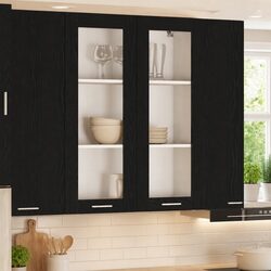 Hanging Kitchen Cabinet - 80 x 31 x 100 cm in Black Oak