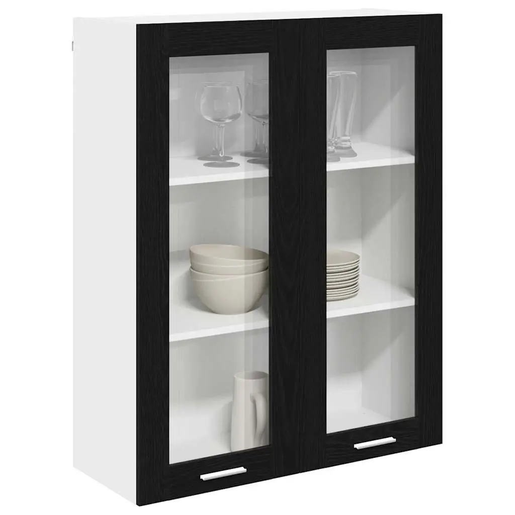 Hanging Kitchen Cabinet Black Oak Modern Storage 80 x 31 x 100 cm Engineered