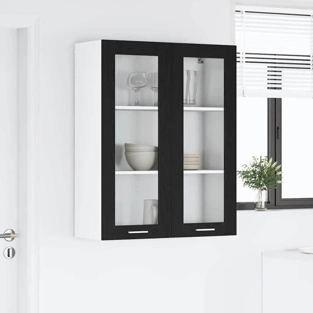 Hanging Kitchen Cabinet Black Oak Modern Storage 80 x 31 x 100 cm Engineered
